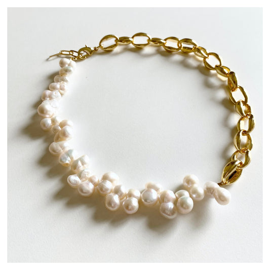 Baroque Pearl + Chunky Chain Necklace