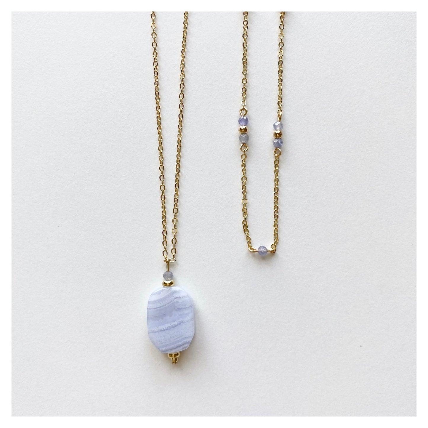 Tanzanite Choker + Blue Lace Agate Necklace Set