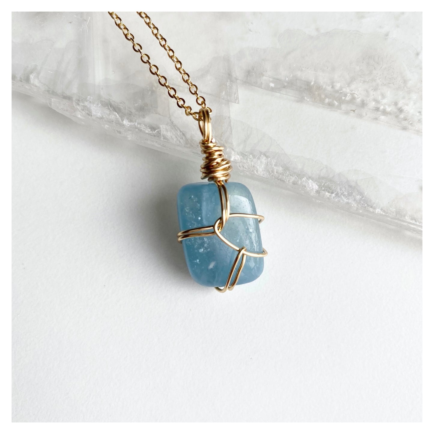 Aquamarine Wire-wrapped Necklace