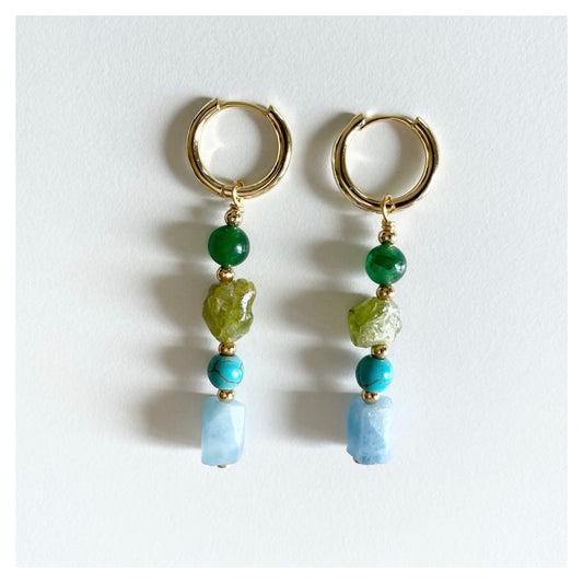 Blue Green Gemstone Earrings