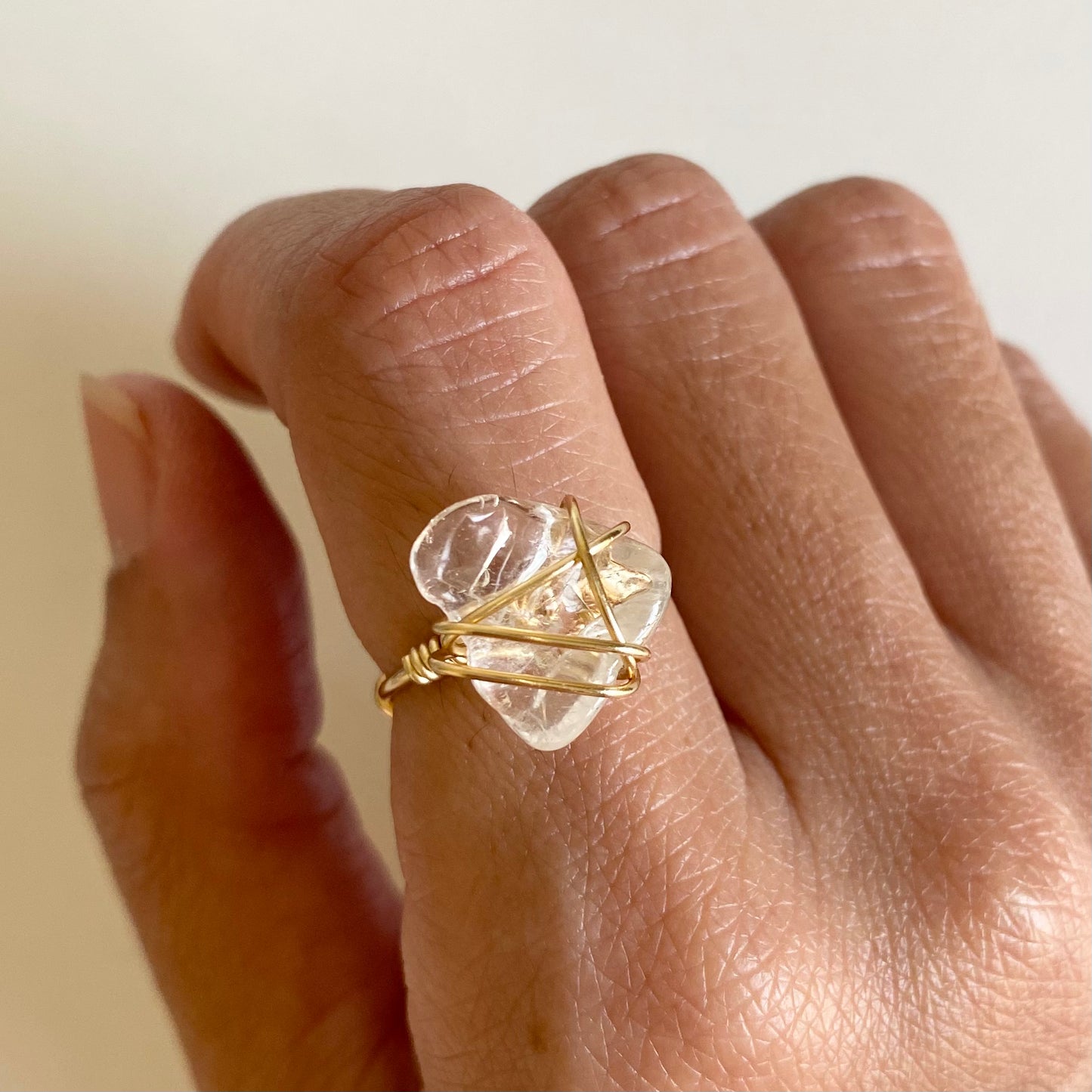 Clear Quartz Wire-wrapped Ring