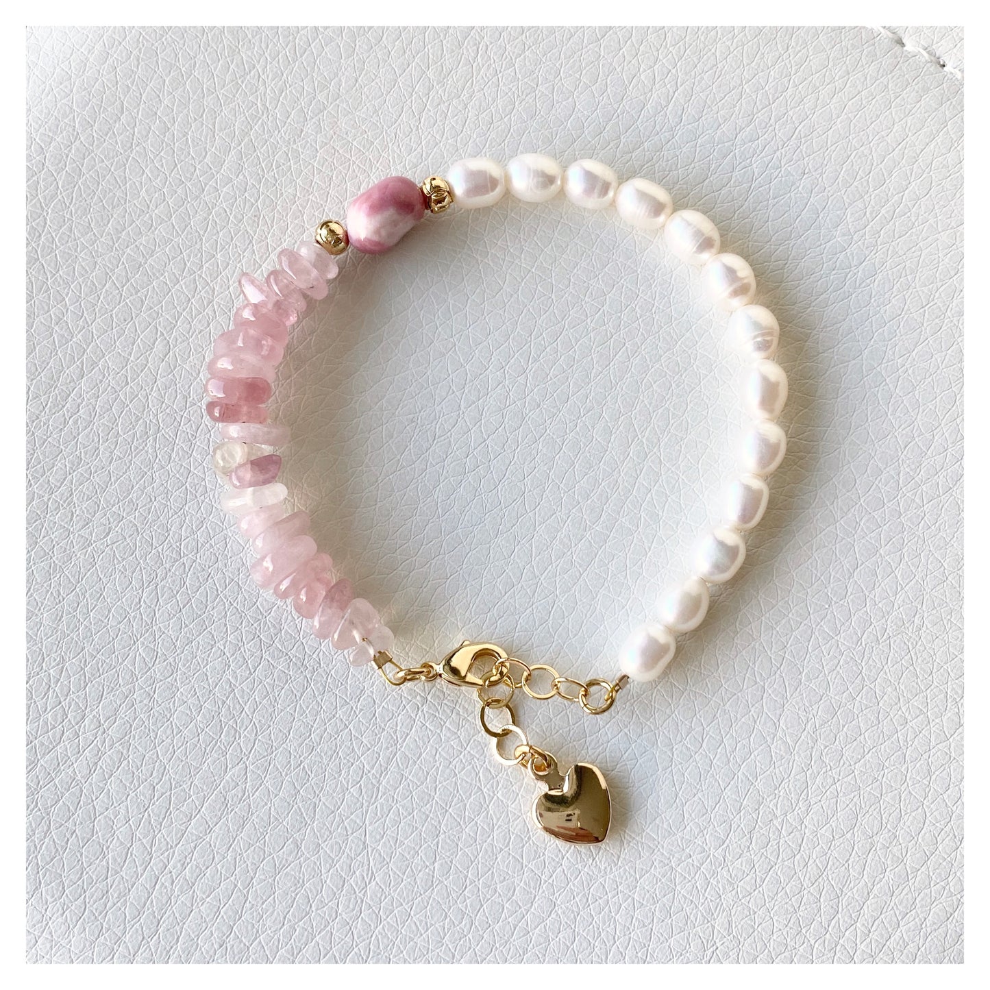Rhodonite + Rose Quartz + Pearls Bracelet