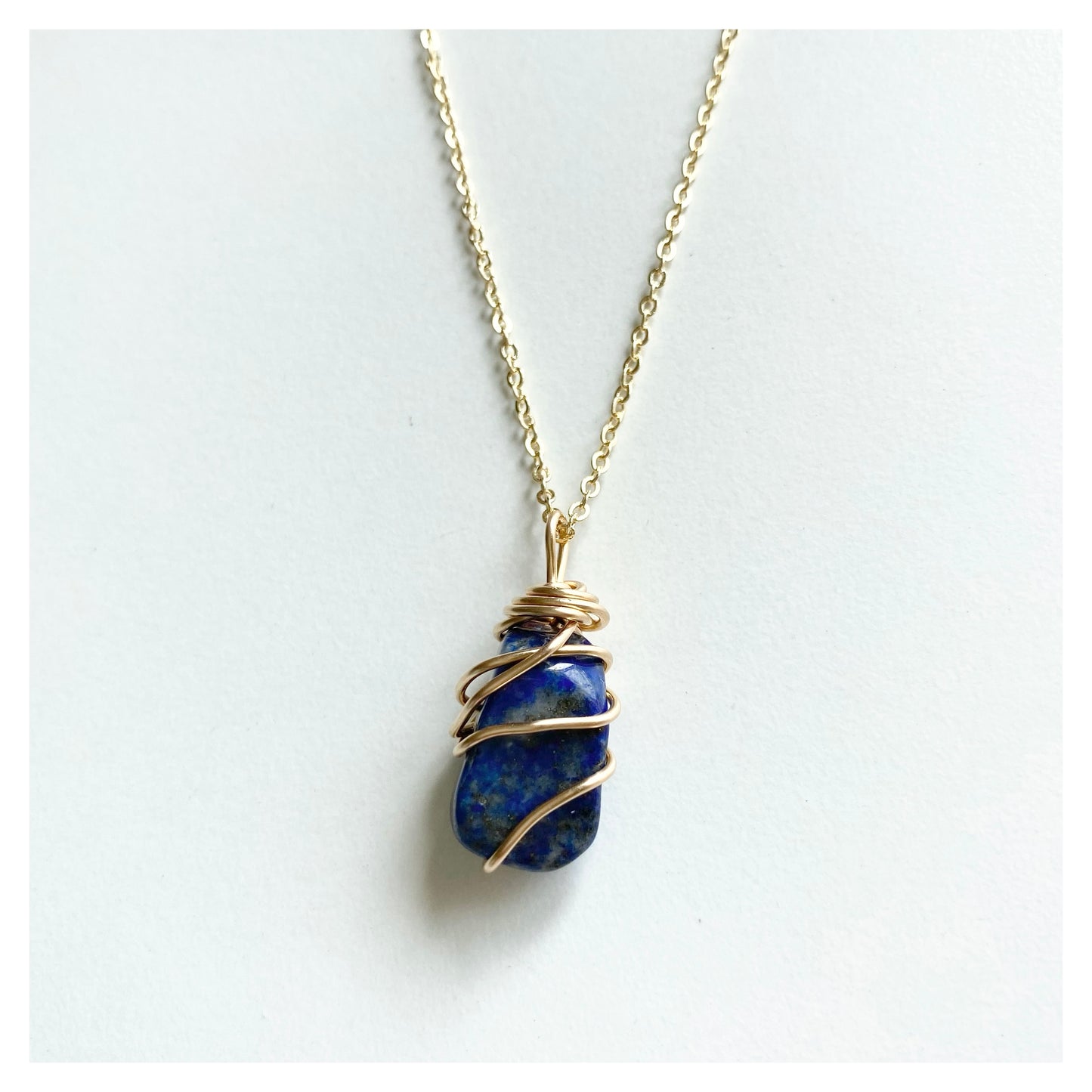 Wire-wrapped Lapis Lazuli Chip Necklace