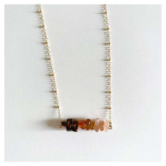 Sunstone + Carnelian + Tigers Eye Necklace