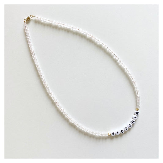 Bespoke Rose Quartz Beads Name Necklace